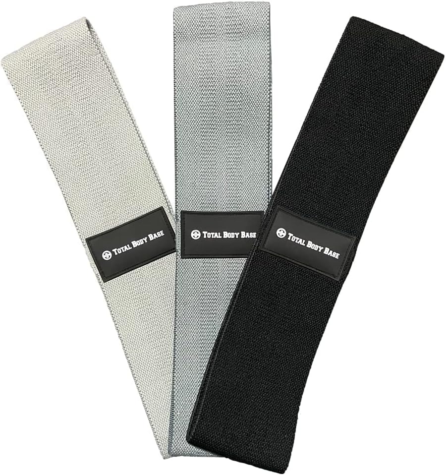 Total Body Base Fabric Resistance Bands Set (3 Pack), Grey,Black - Image 3