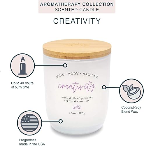 Miniatura 4 de Studio Oh! Creativity - Vela de aromaterapia de mezcla de cera de coco y soya de 7.5 onzas en frasco, para el hogar y la oficina, dura hasta 40