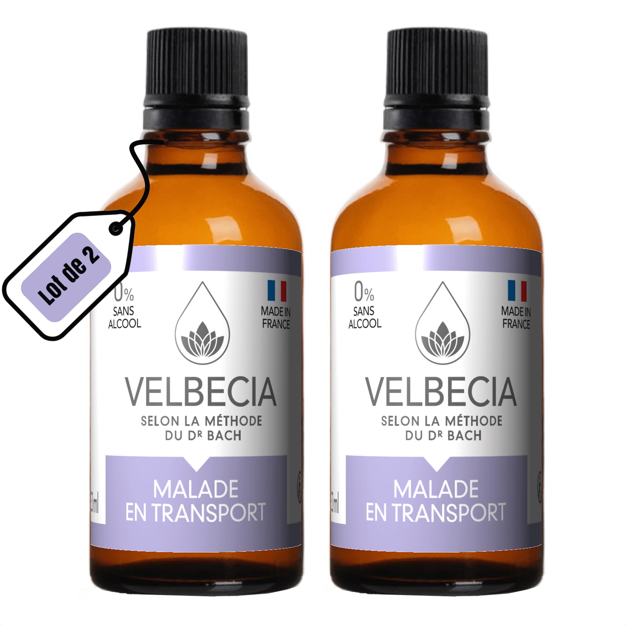 Velbecia Animal Malade en voiture 50ml +1 OFFERT Elixirs de fleurs SANS ALCOOL - Méthode du Dr Bach - Voyager plus sereinement, transport paisible, apaisé, chat, chien