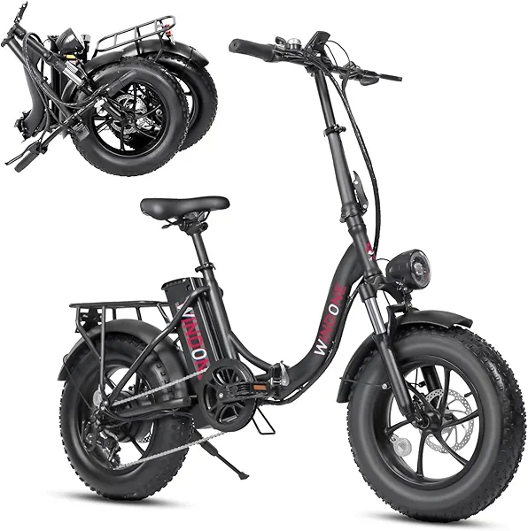 Windone S14/S16 Electric Bike for Adults, Max 19/22 MPH Speed & 28/50 Miles Range (PAS), 500W/750W Peak Motor, Foldable, Lightweight, Shock Absorbers, UL 2849 Certified Ebike