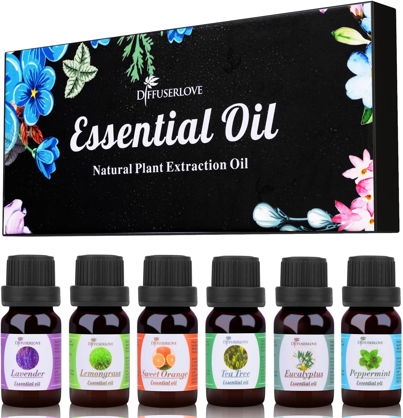 Essential Oils 6 Gift Set Eucalyptus, Lavender, Lemongrass, Sweet Orange, Peppermint,Tea Tree