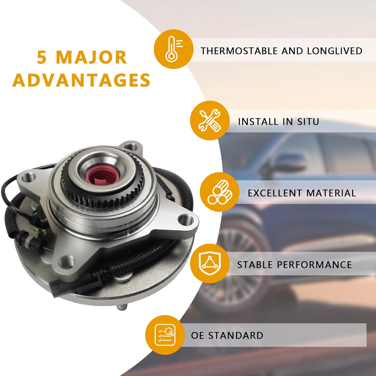 515142 2PC Front Wheel Hub and Bearing Assembly for 2011-2014 Ford F-150 Expedition Lincoln Navigator (4WD / 4x4; Excluding Heavy Duty)