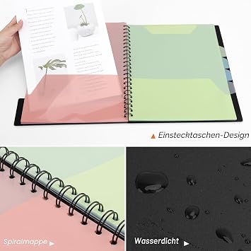 Uquelic Poly Project Organizer with 12 Compartments Multi Pockets Organizer with Pockets Folder (Macaron Color A4)