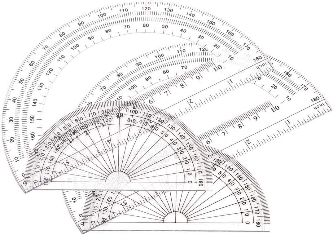 Math Protractors Plastic Protractor 180 Degrees, Clear, (4 inch + 6inch) : Office Products