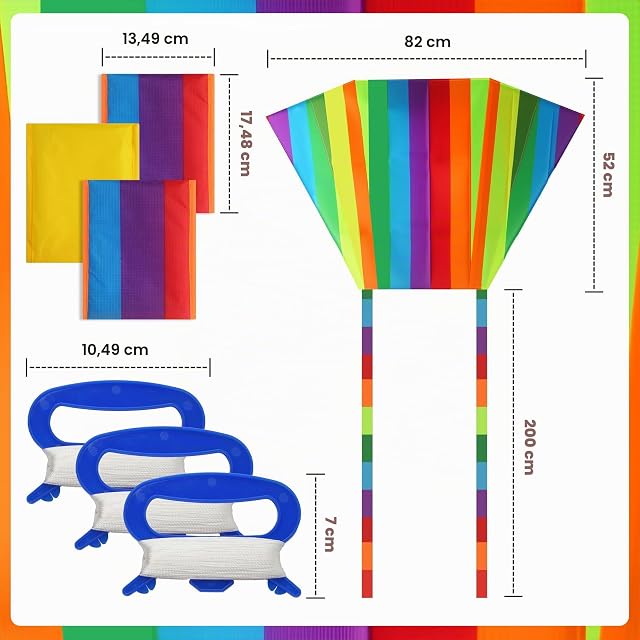 Foto 2 de 7 de 3 Piezas Cometas para Niños & Adultos, Cometas Monolinea de Colores con Colas Largas