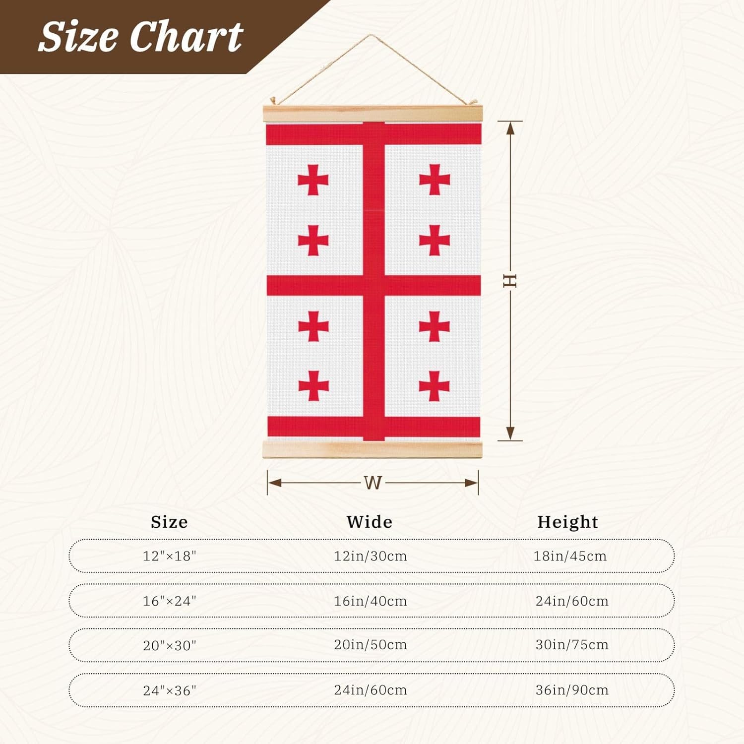 Flag Of Georgia Print Poster Hanger,Hanging Poster, Poster Frame,Wood Poster Hanger, For Wall Hanging