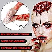 Vista 25 de Go Ho Maquillaje de sangre falsa que gotea (0.35 onzas), sangre falsa lavable para heridas de cicatriz, flujo de sangre falsa de fácil secado