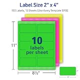 Avery Printable Shipping Labels with Sure Feed, 2" x 4", Assorted Neon Colors (Magenta, Green, Yellow), Laser & Inkjet Compatible, 150 Blank Labels Total (5978) – view 5