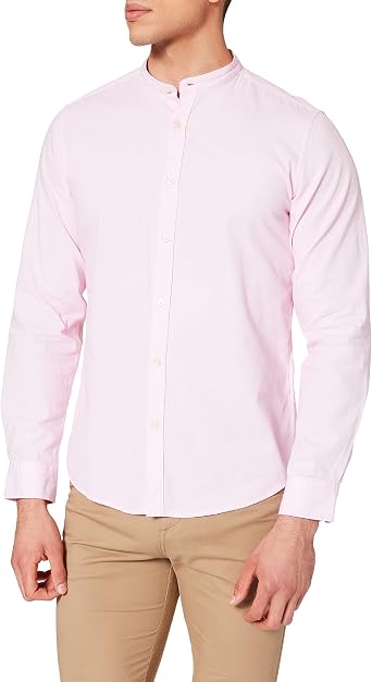 Springfield Camisa Dobby Mao, Rosa, M para Hombre: Amazon.es: Ropa