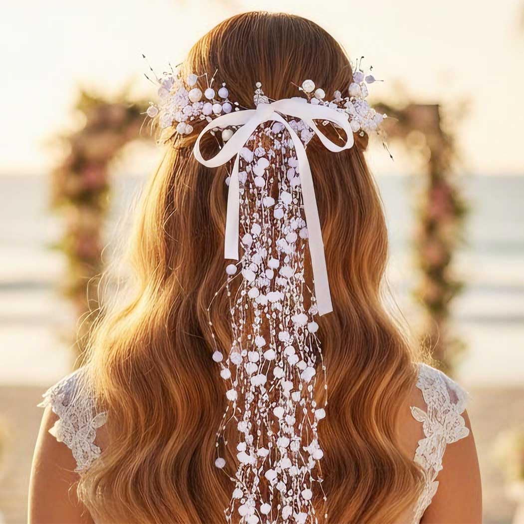 BARTOSI Pearl Bridal Headband Silver Pearl Tassel Wedding Hair Accessories Prom Headpiece for Women and Brides - Image 6