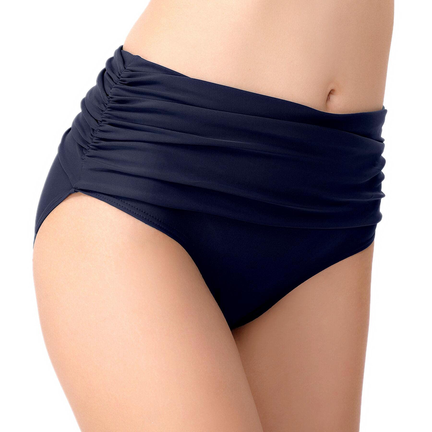 Zohamung Womens High Waisted Bikini Swim Bottoms Hipster Tummy Control Swimsuit Ruched Full Coverage