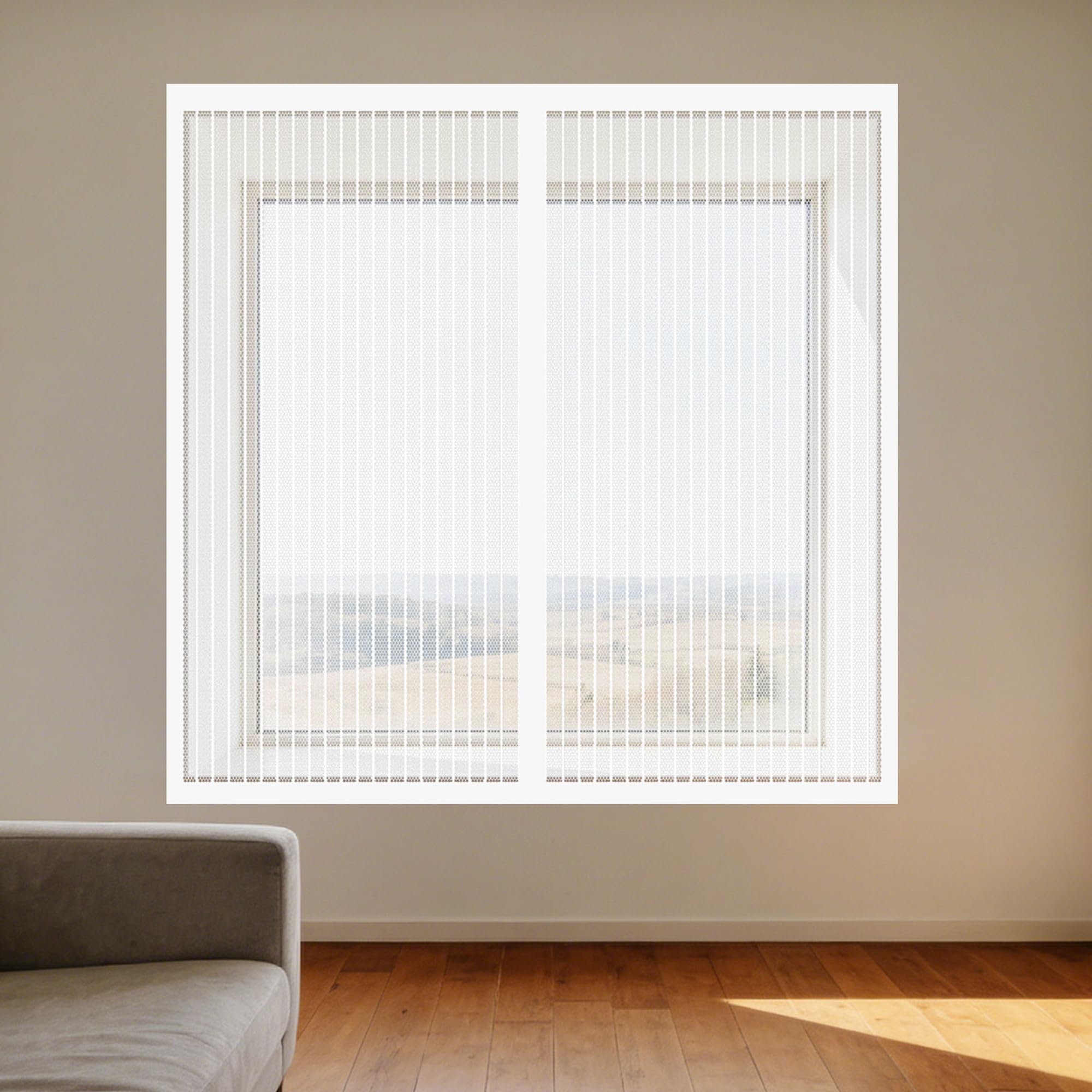 Magnetic Fly Screen Window Adjustable 115 x 135 cm Selfadhesive Tape Window Nets Insects Excellent Ventilation While Blocking Bugs for Living Room Bedroom Offfice, White