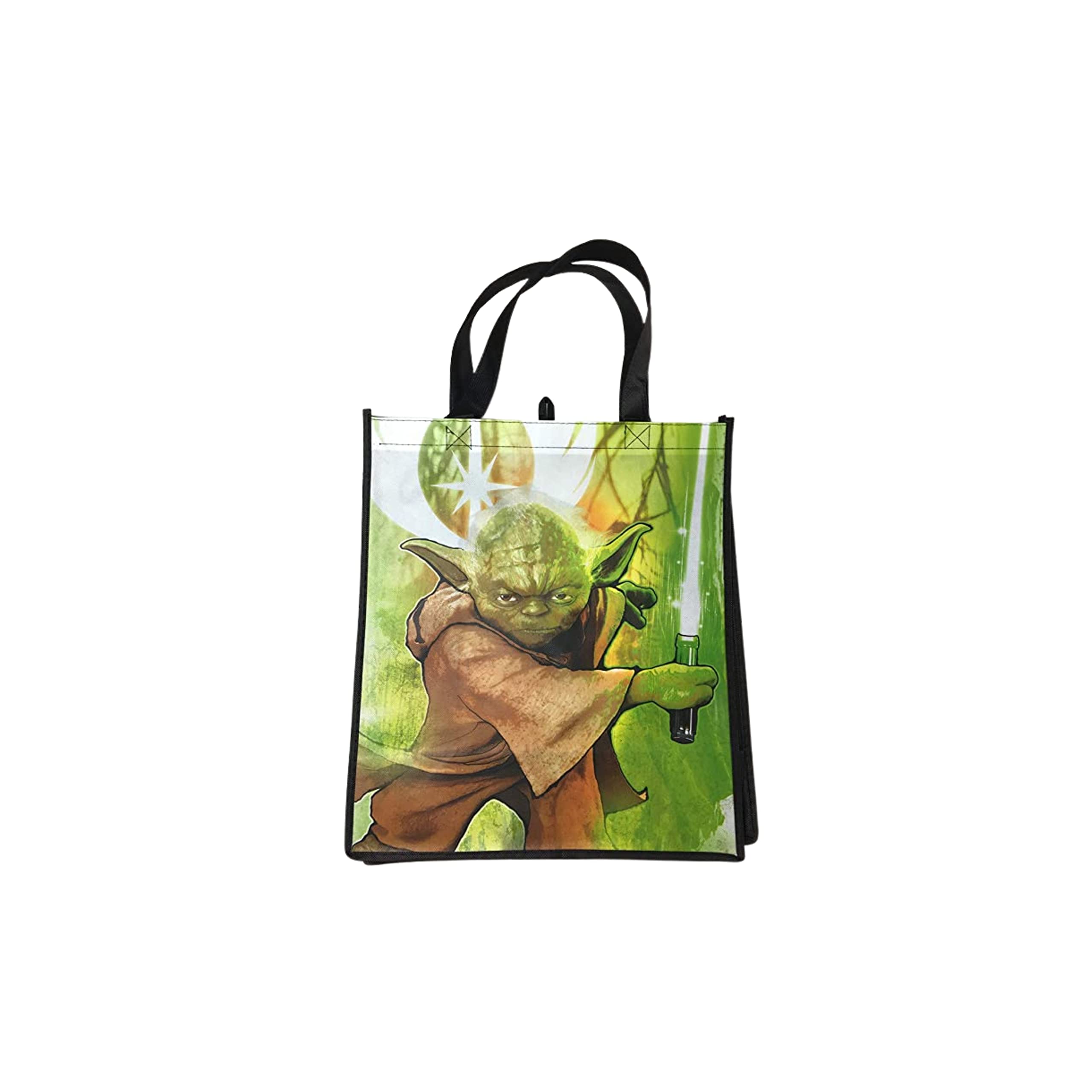 Legacy Licensing Partners Star Wars Yoda with Light Saber Large Reusable Tote Bag, Multi, Large