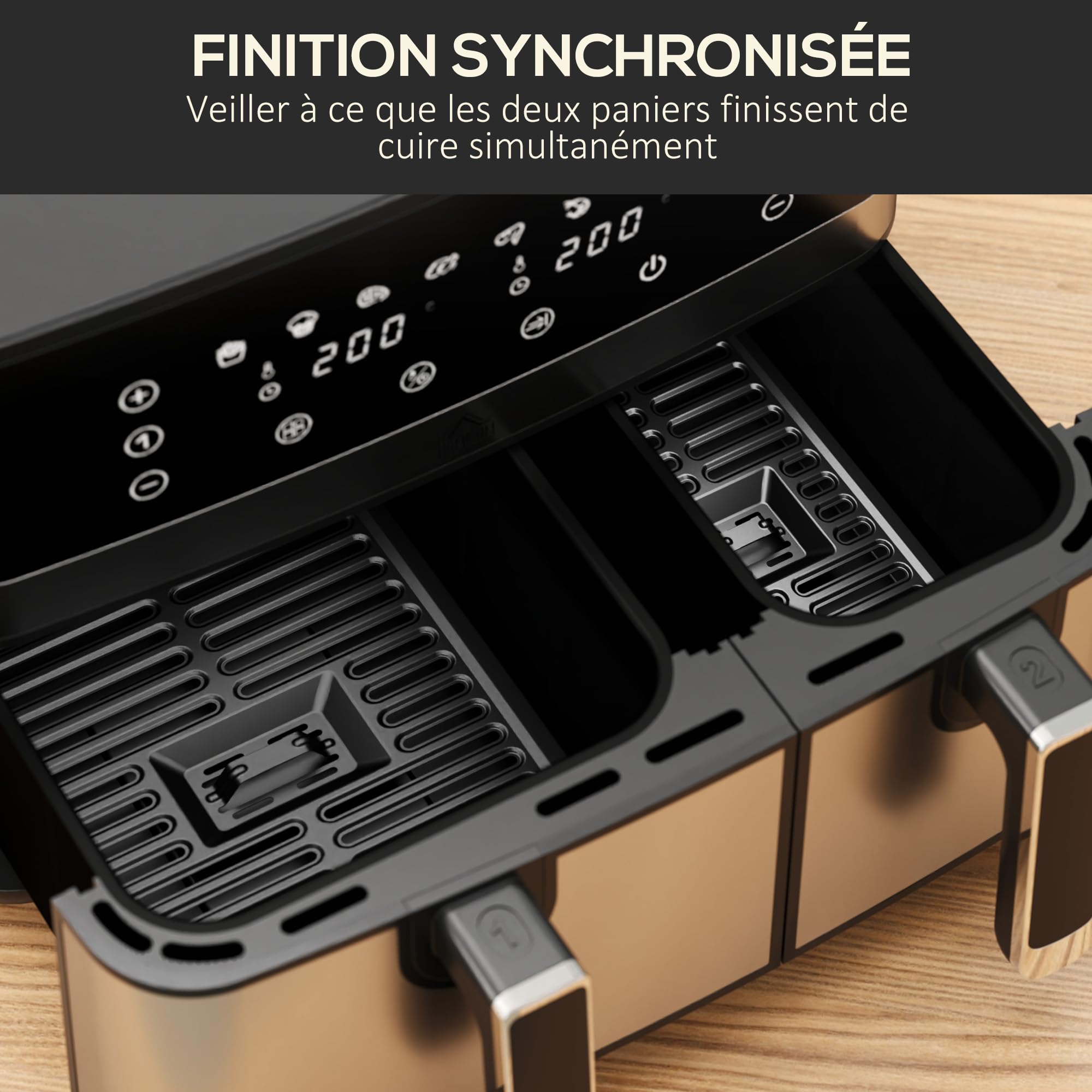 HOMCOM Friteuse à Air Sans Huile 8,5 L 2700 W 8 Programmes