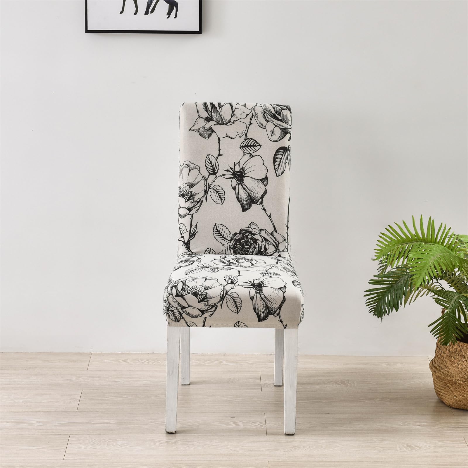HZDHCLH Chair Covers Set of 4/6 Stretch Modern Chair Slipcovers for Dining Room Kitchen Wedding Party Washable Chair Protector(6pcs,Flowers) - Image 4
