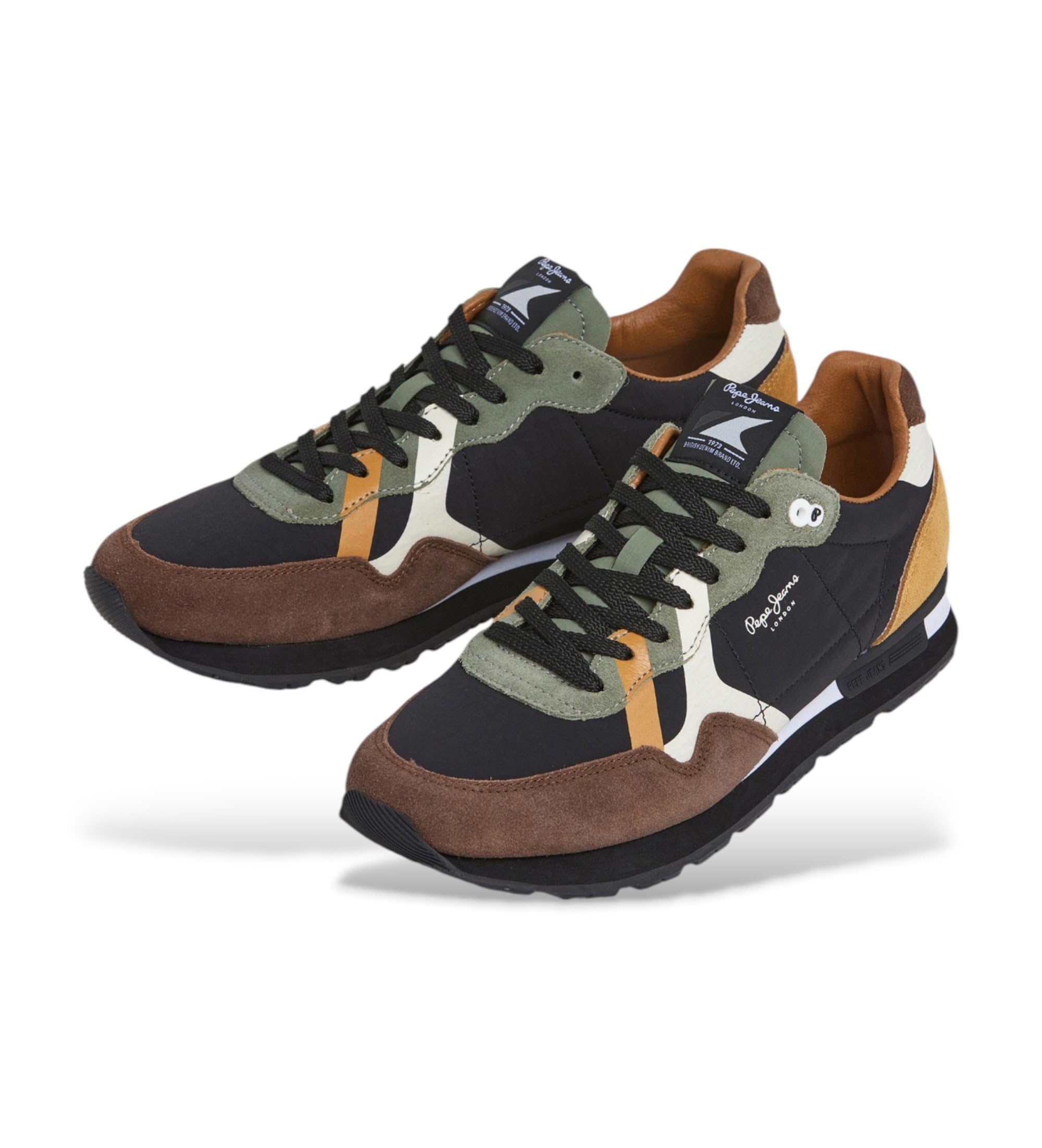 Pepe Jeans Zapatillas de Piel Brit Prints marrón