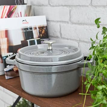 Staub Cast Iron 4-qt Round Cocotte - Graphite Grey