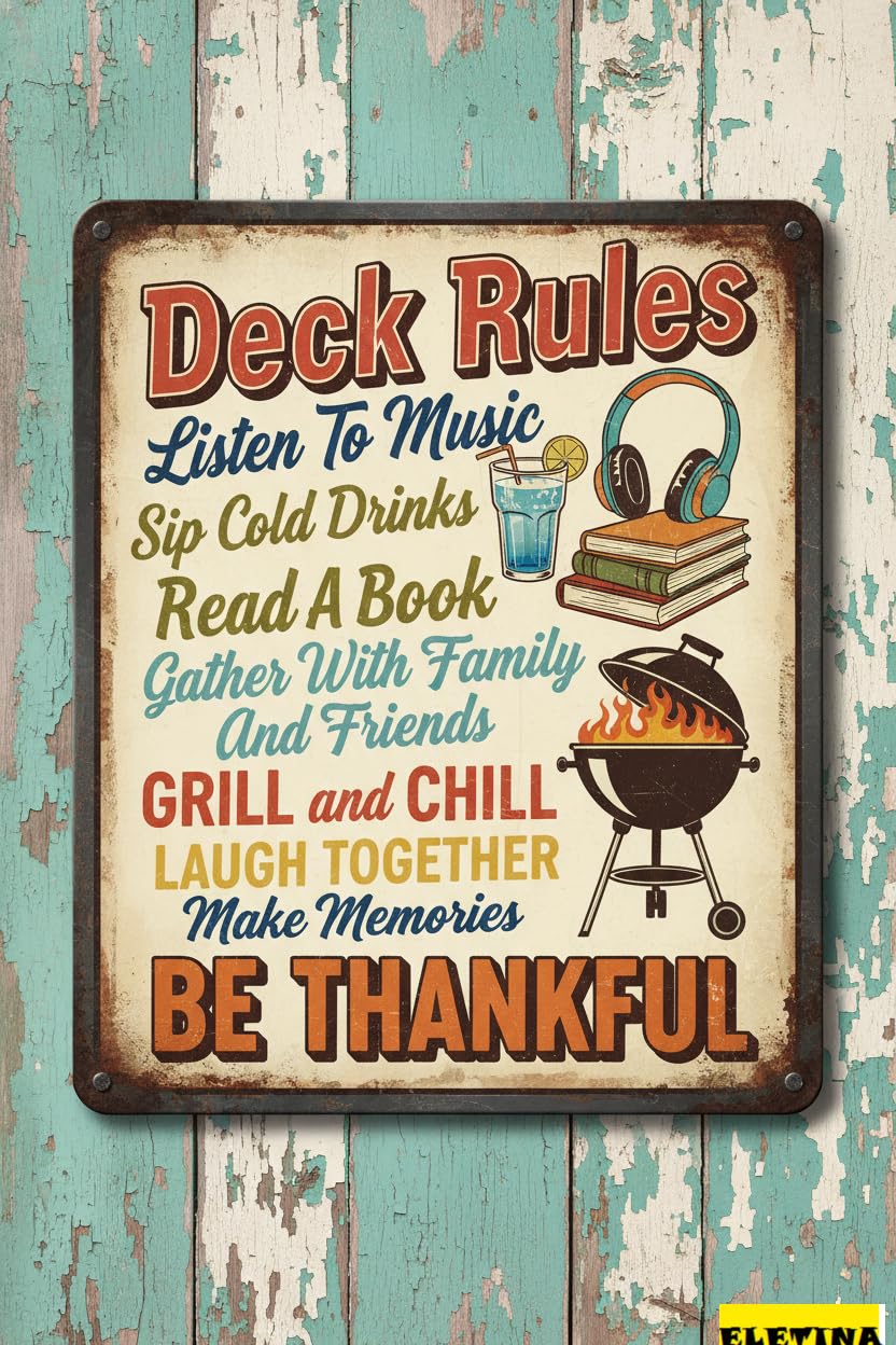 Vintage Metal Tin Sign for Man Cave Deck Rules Pool Bar Terrace House Wall Decor Backyard Decor 8x12 Inch Private Property Decorative