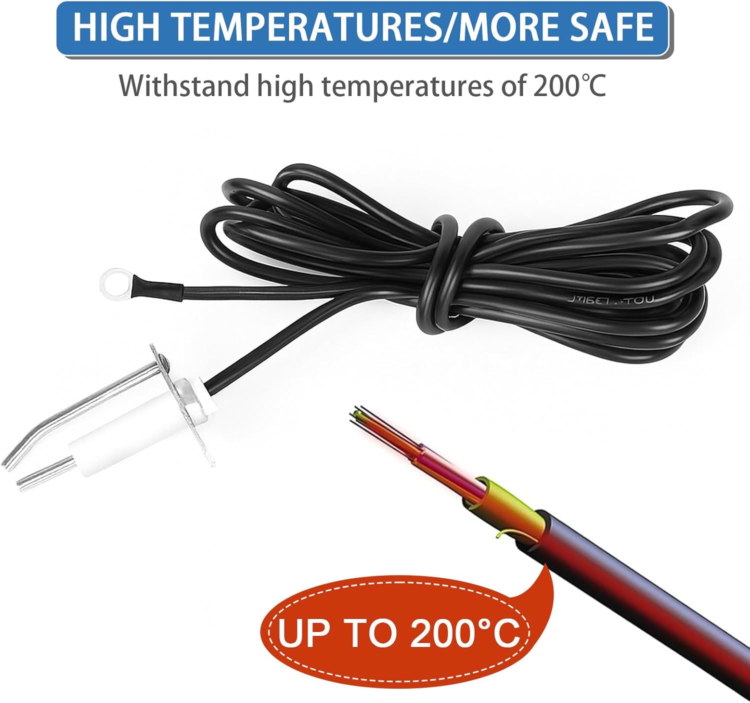 GRISUN Fire Pit Igniter - Push Button Ignition Kit for Fire Pit Gas Burner, 2 Outlet with igniter Leads and Ground Wire, 48 inches Electrode Ignition Cable Wire, Durable Button