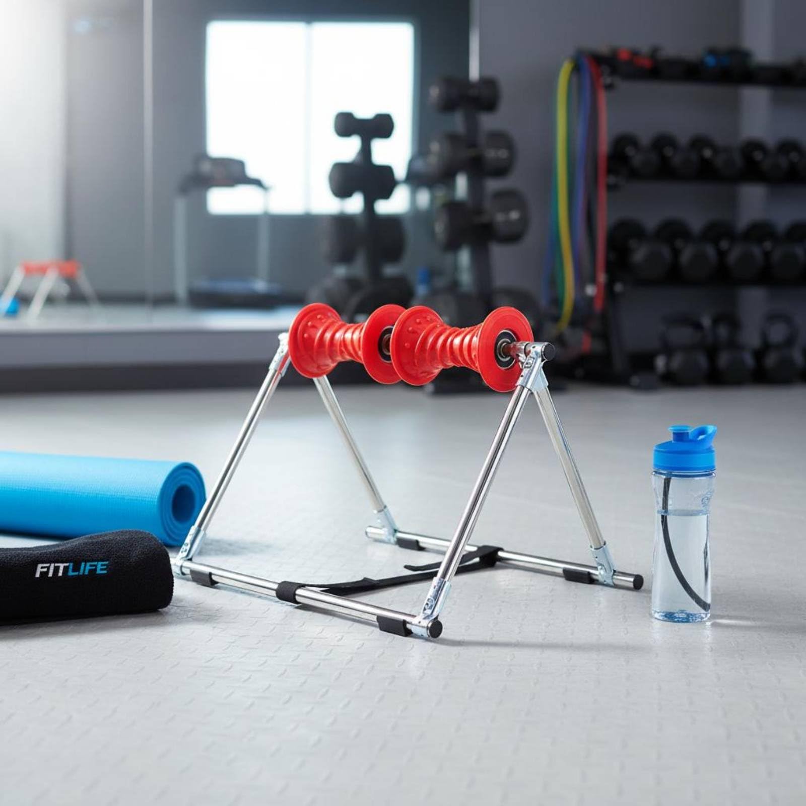 Rullo Massaggio Rullo Massaggio Gambe Schiena Attrezzo Fitness Roller Automassaggio Strumento con Telaio in Acciaio Inox Rilievi Differenziati Sblocco, Rosso
