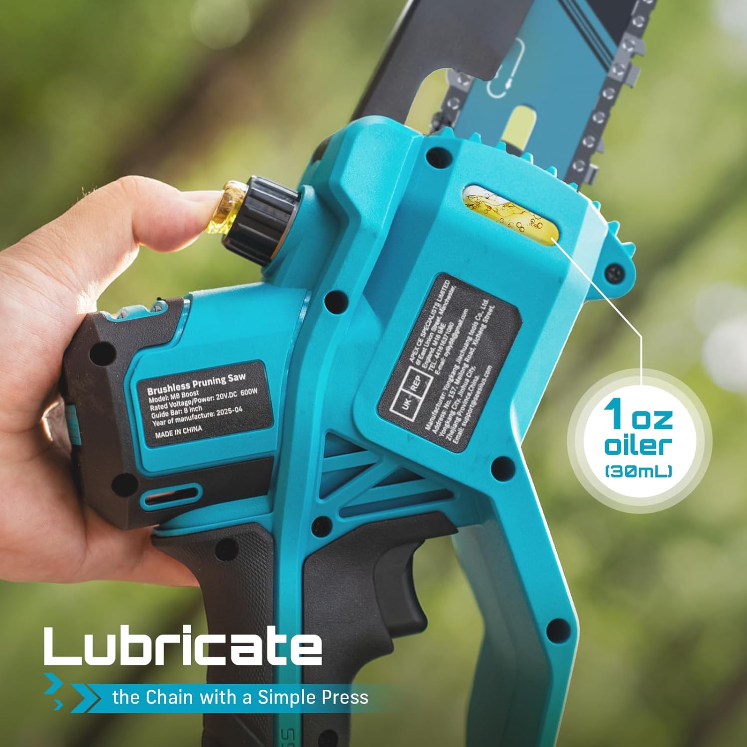 SEESII 8-Inch Cordless Mini Chainsaw, 2026 Upgraded Brushless Motor, Electric Chainsaw with 2×4000mAh Batteries, Tool-Free Chain Tension & Auto-Oiler, Handheld Tree Saw for Efficient Cutting - Image 7