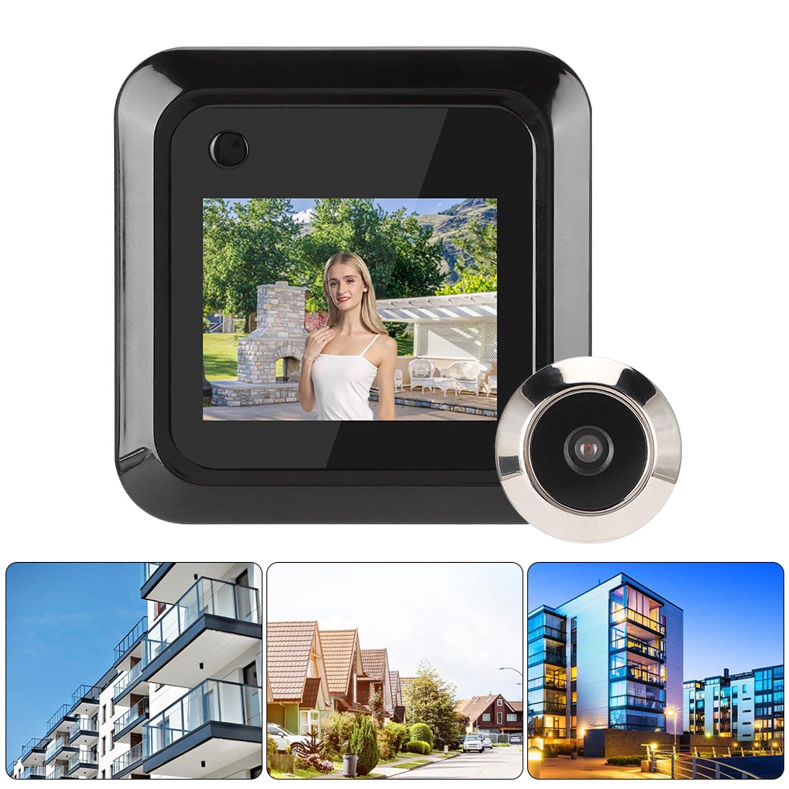 Judas de Porte Numérique, Judas Intelligent 2,4 Pouces - Écran LCD TFT, Enregistrement Photo avec Caméra 0,3 MP, Judas Grand Angle 95°, pour épaisseur de Panneau de Porte de 35 à 110 Mm