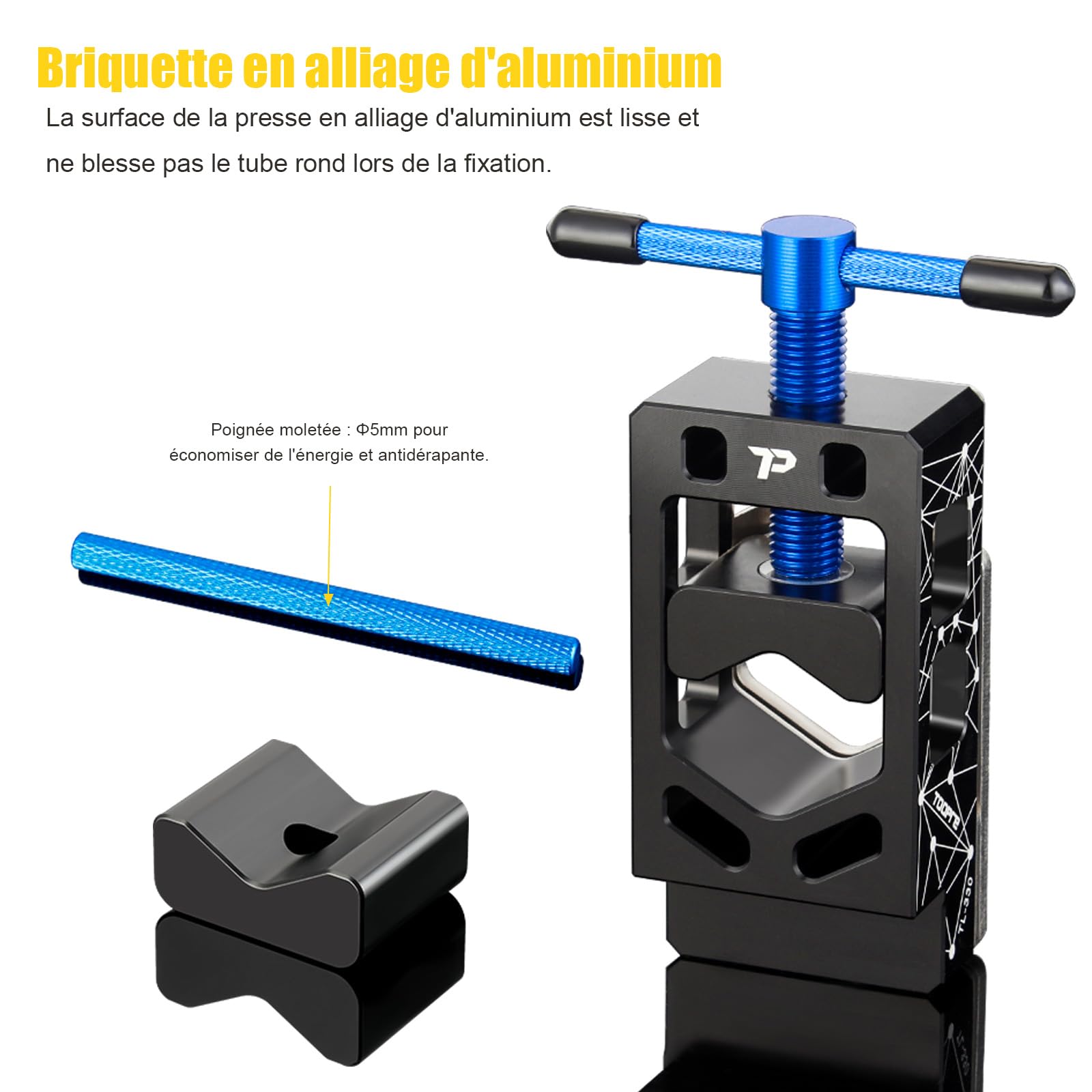 Mimoke Dispositif de coupe pour tube de fourche de vélo Support de tube en alliage d'aluminium et acier inoxydable pour couper des tubes de φ15-37mm, idéal pour les fourches de vélo, les tiges de
