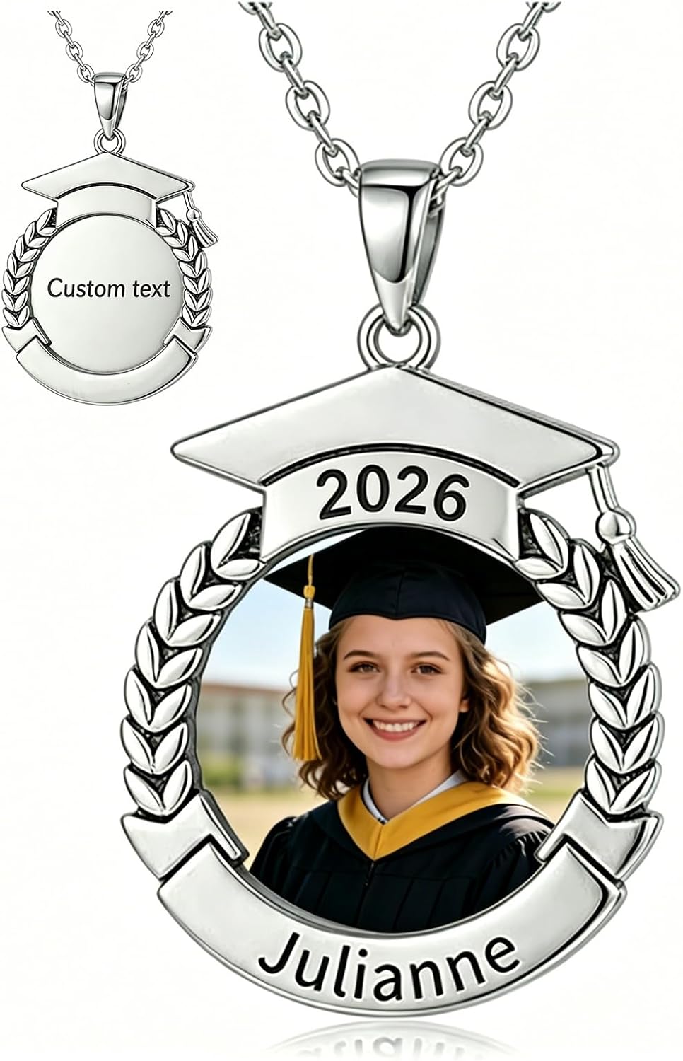 2026 Graduation Gifts Birthday Gifts for Women/Men High School and College Graduation Gifts 2026 Graduation Commemorative Necklace Women's Custom Engraved Birthstone/Graduation Photos Necklace