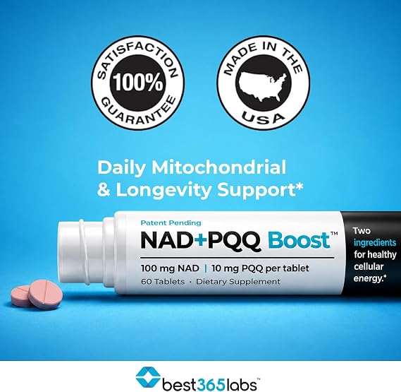 Best 365 Labs NADPQQ Boost | 30 Capsules | NAD& PQQ Supplement | Supports Mitochondrial Function & Cellular Energy | High Bioavailability
