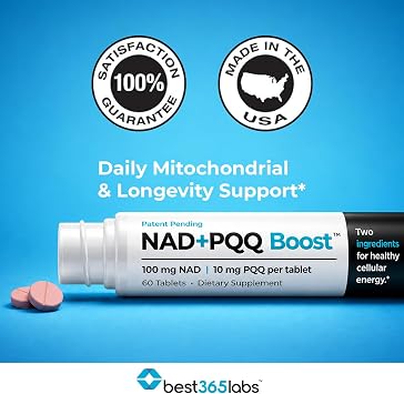 Best 365 Labs NADPQQ Boost | 30 Capsules | NAD& PQQ Supplement | Supports Mitochondrial Function & Cellular Energy | High Bioavailability