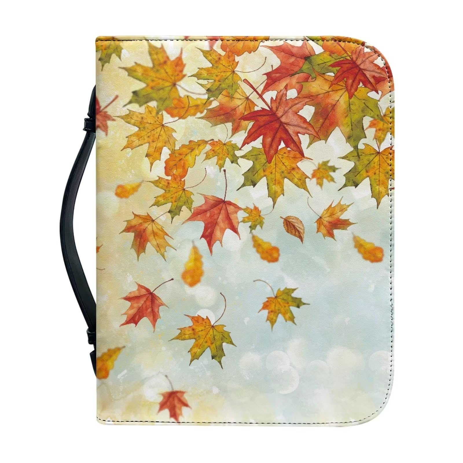 Talayituse Maple Leaf Print Faux Leather Bible Cover for Men Women Thanksgiving Christian Bible Case with Handle Autumn Decor Carrying Book Case Bible Tote Handbag Gifts, XL, Maple Leaf, XL — image 1
