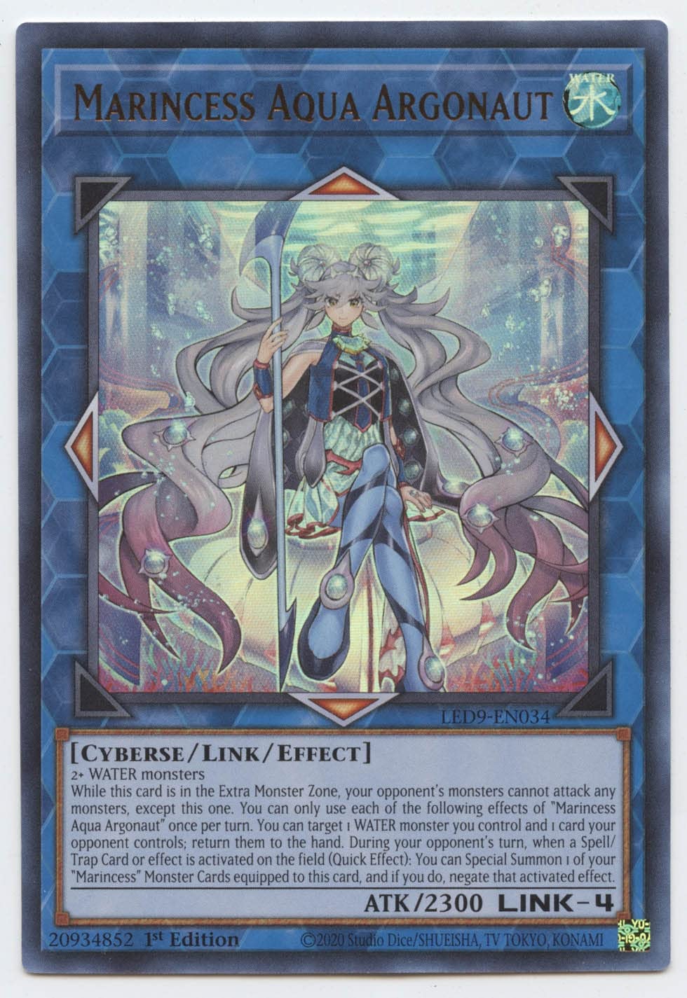 Yu-Gi-Oh! Karte Marincess Aqua Argonaut – Ultra Rare, 1. Auflage (LED9-EN034)