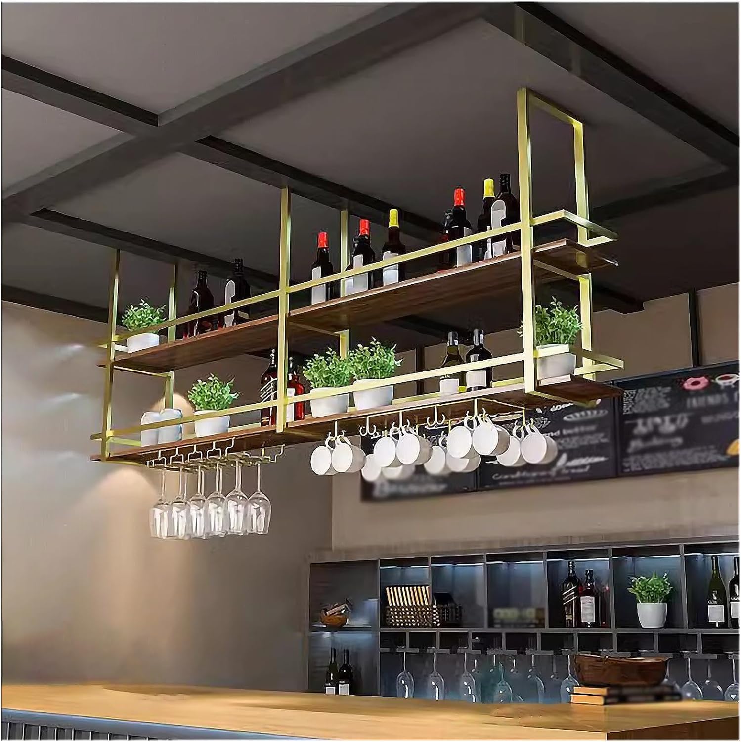 Étagères flottantes pour bar en métal pour optimiser l'espace et ranger vos verres