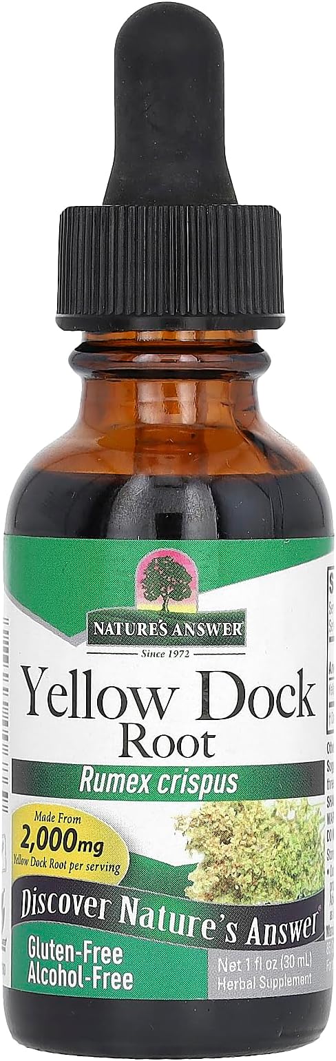 Nature's Answer Yellow Dock Root Alcohol Free 2000mg 1oz | Promotes Liver Function | Natural Body Detox | Supports Digestion | Gluten-Free, Non-GMO, Vegan | Single Count