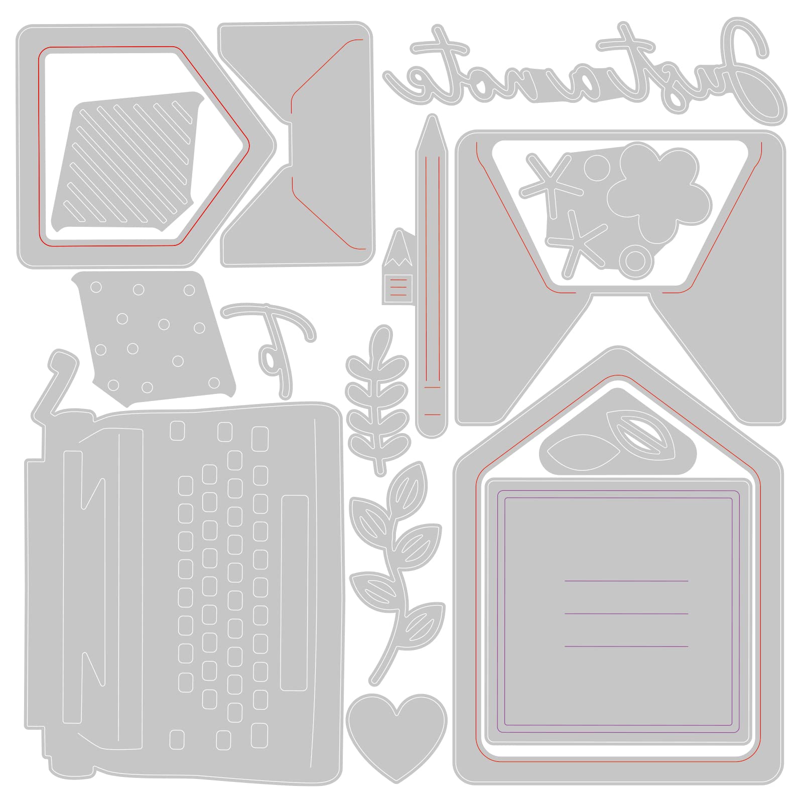Sizzix Thinlits Die Set 16PK Hai Posta di Olivia Rose 665820