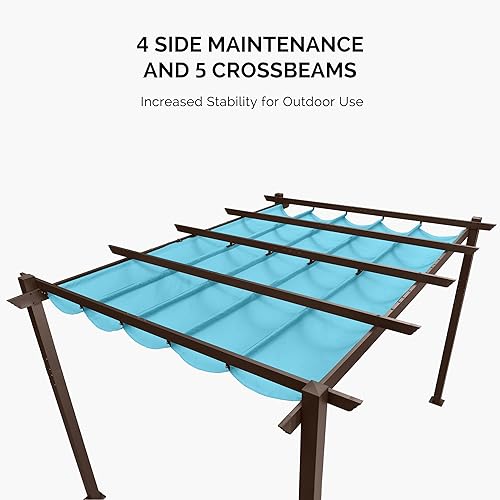 Miniatura 60 de PURPLE LEAF Pérgola de metal retráctil de 10 x 12 pies con toldo y cubierta de sombra para jardín, patio, terraza de playa, cenador, color blanco