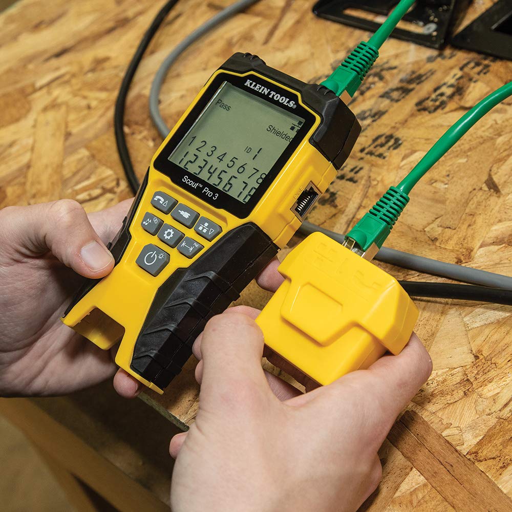 KLEIN TOOLS VDV501-852 Scout Pro 3 Kabeltester Set | Netzwerk Tester LAN Tester für RJ11 RJ12 RJ45 Koax | Mit Leitungssucher und Remote-Einheiten | LCD-Display für Kabellänge Verdrahtungstest