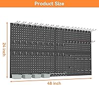 Vista 3 de WALMANN Kit de tablero de clavijas de metal con accesorios para pared, herramientas de garaje, sistema de tablero de clavijas para garaje, banco