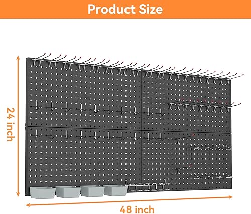 Miniatura 3 de WALMANN Kit de tablero de clavijas de metal con accesorios para pared, herramientas de garaje, sistema de tablero de clavijas para garaje, banco de