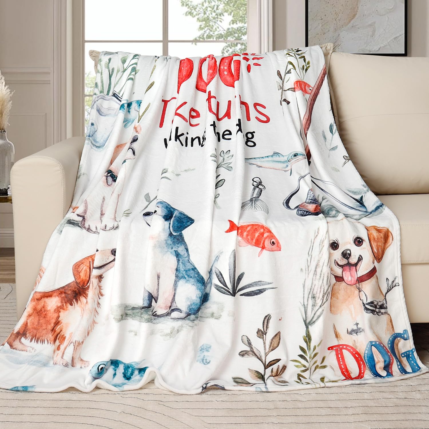 Couverture polaire en flanelle Tupmnbry 150x200 cm plaid chien mignon