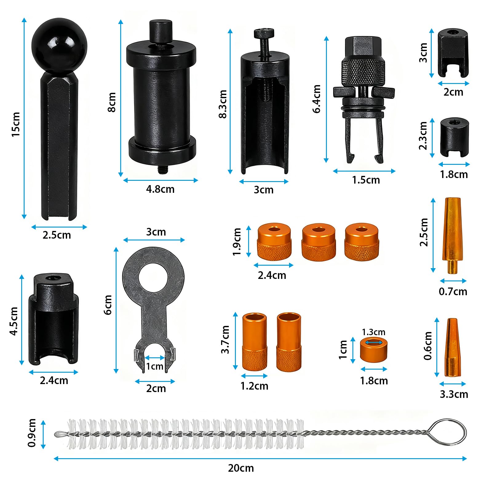 Estrattore di iniettori, set di strumenti per iniettori compatibile con VW e Audi 1,4 1,6 1,8 2,0 2,7 3,0 3,2 3,6 V6 4,2 V8 FSI TSI benzina