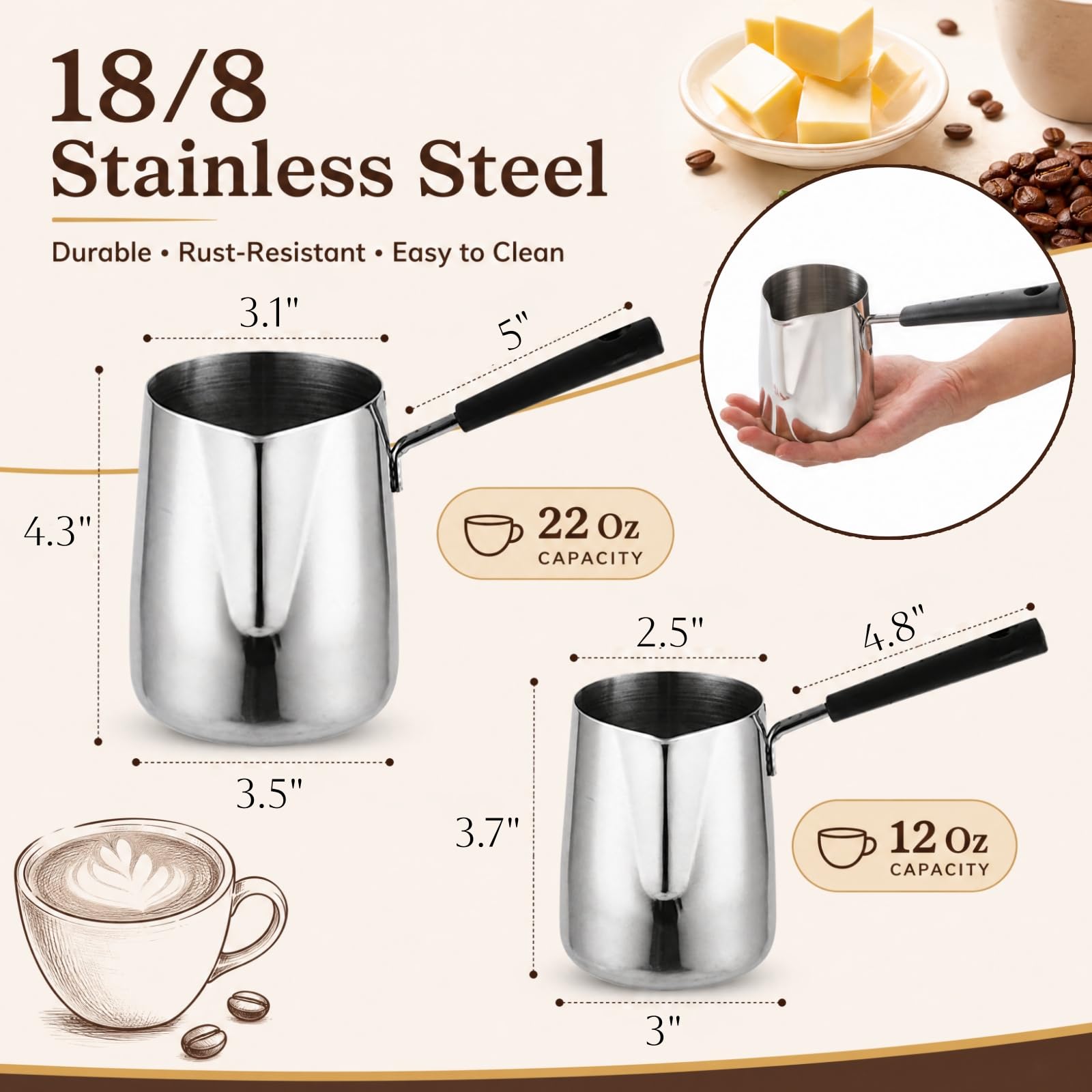 Dicunoy Butter Warmers - Coffee & Sauce Pots -2