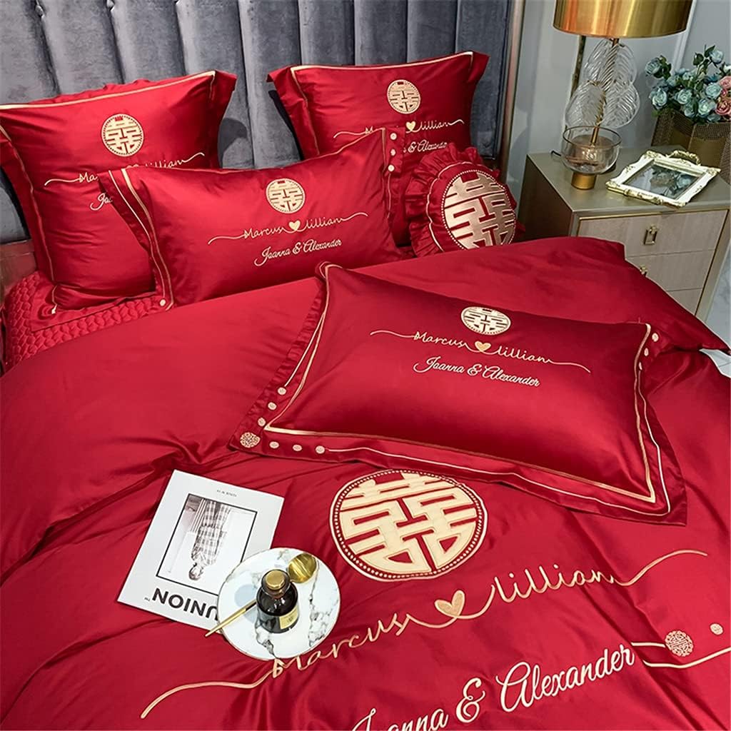 RGRFBGHTERDFVSZ Double Happiness Embroidered Bedding Set with decorative elements
