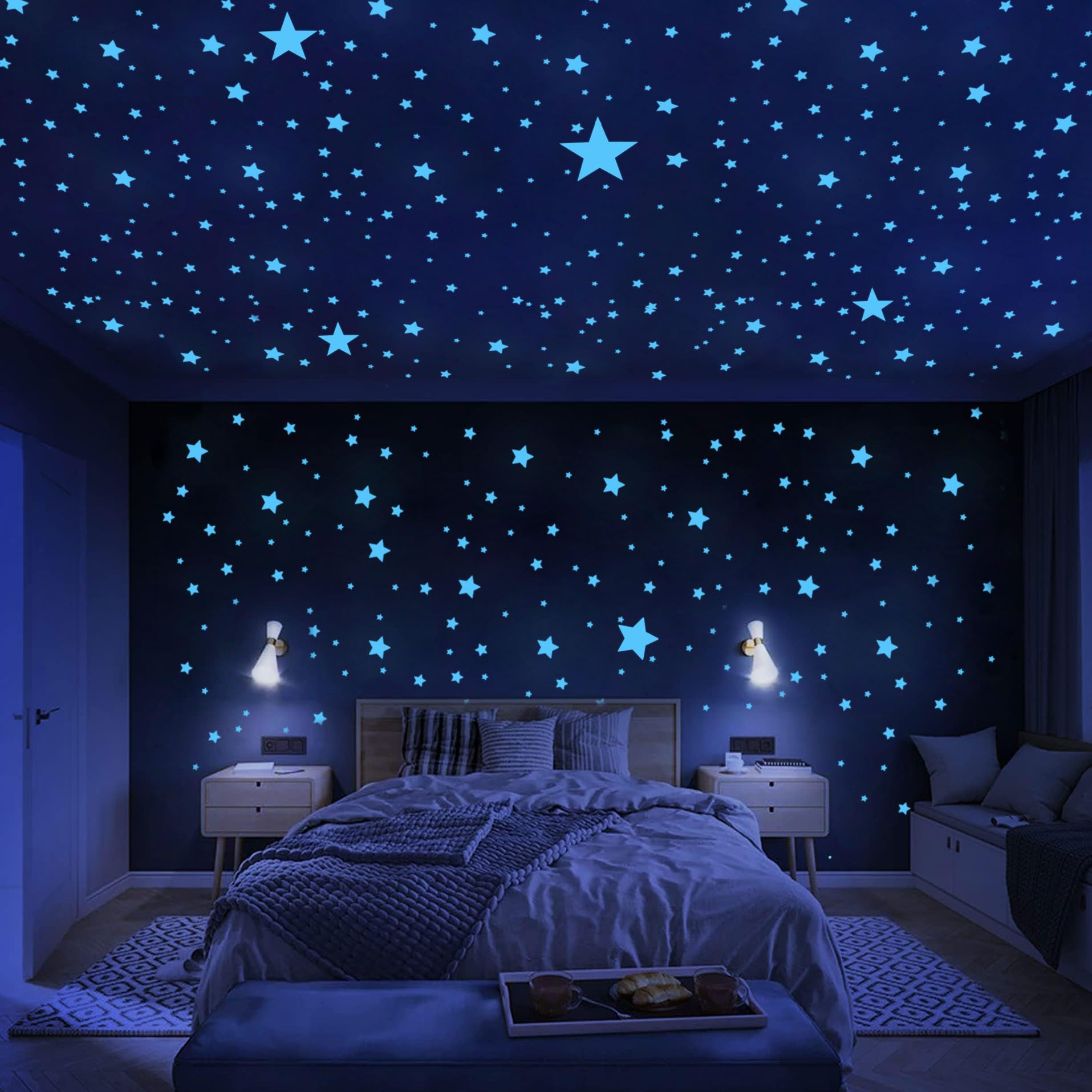 431 Pièces Etoile Lumineuse Stickers Muraux Etoiles Fluorescente Autocollant Mural Phosphorescentes Plafond pour Décoration Chambres Pépinière D'Enfants Bébé