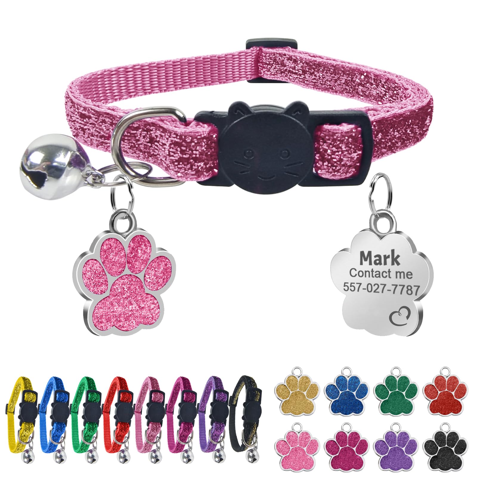 Uiopa Collar para Gatos Personalizado, Collar Gato con Placas para Perros Grabadas, Collares para Gatos y Mascotas Pequeñas Personalizados