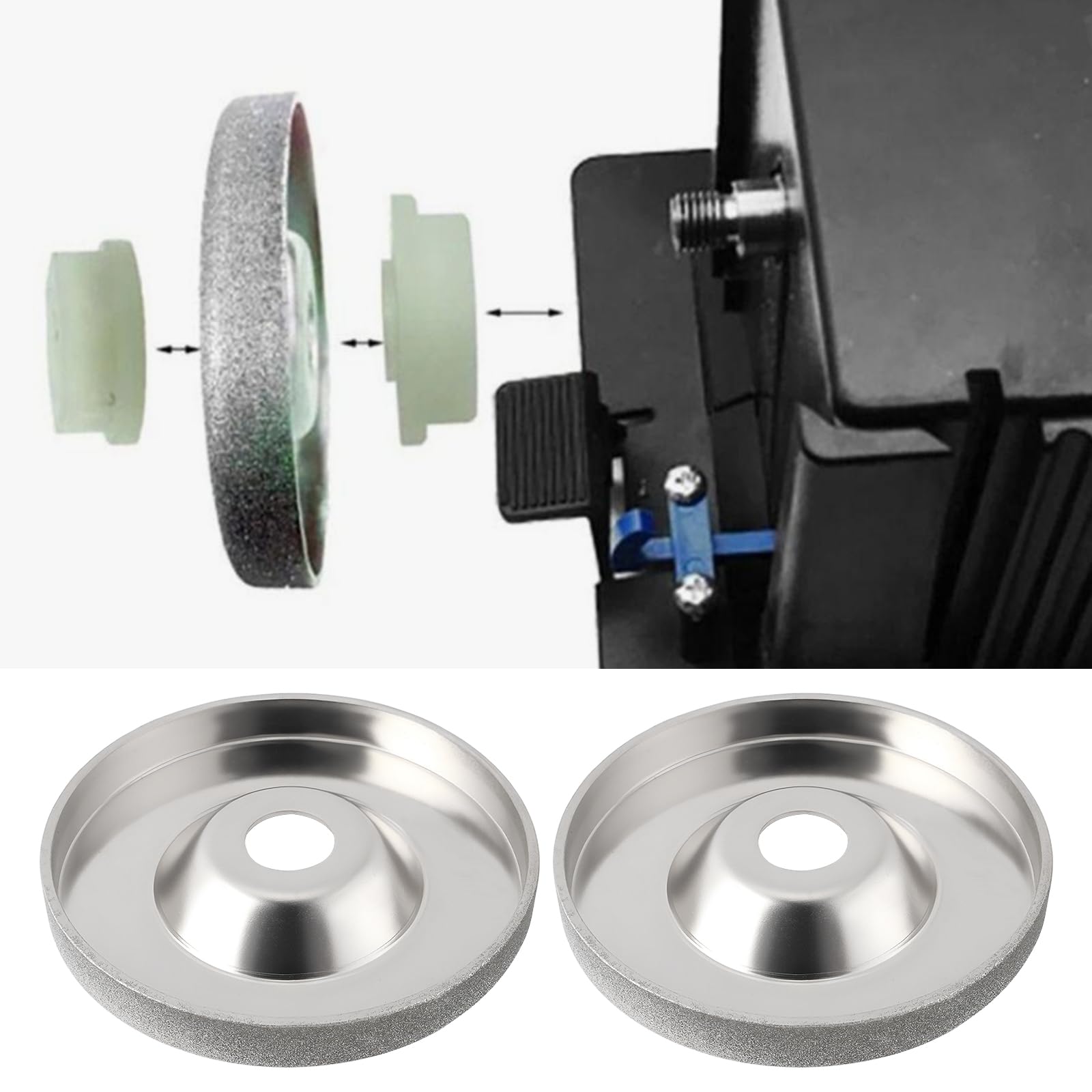 OTOTEC 2Pcs 56mm Diamond Grinding Wheel Suitable for Grinding Glass Stainless Steel Drill Bits (320 Grit) - Image 2