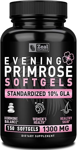 Cápsulas de aceite de onagra (150 cápsulas blandas líquidas | 1300 mg) Aceite de onagra premium - Suplemento de apoyo hormonal de origen natural