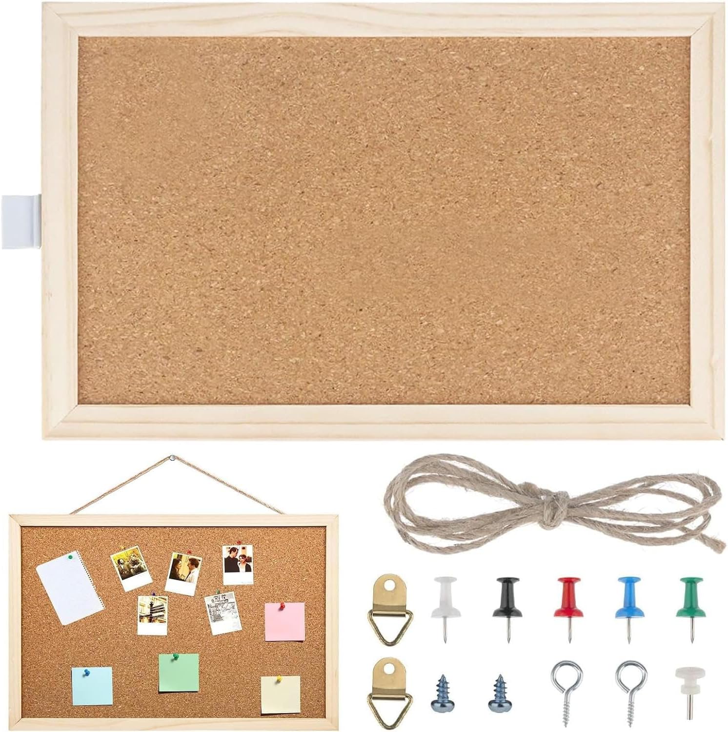 Panneau Affichage Tableau En Liège 90x60 Cm Avec Cadre En Bois - Panneau D'Affichage Avec Punaises - Pour Bureau, Maison, École Panneau Mural Decoratif