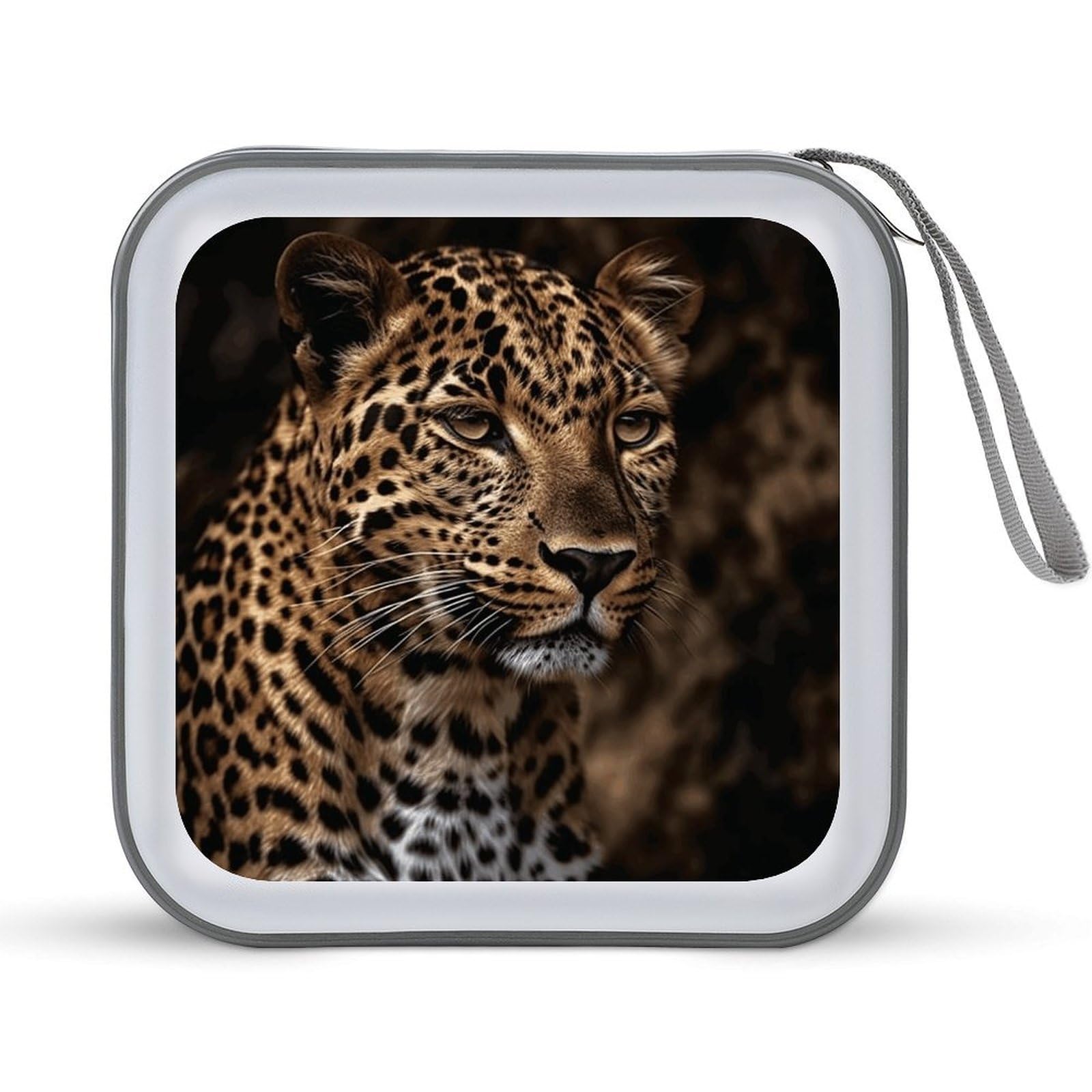 FekiLoot Brown Leopard Image CD Case 40 Capacity DVD Case Holder Hard Plastic DVD Disc Storage Binder for Car Portable Zipper Disc Storage Organizer Wallet Bag for Home Travel