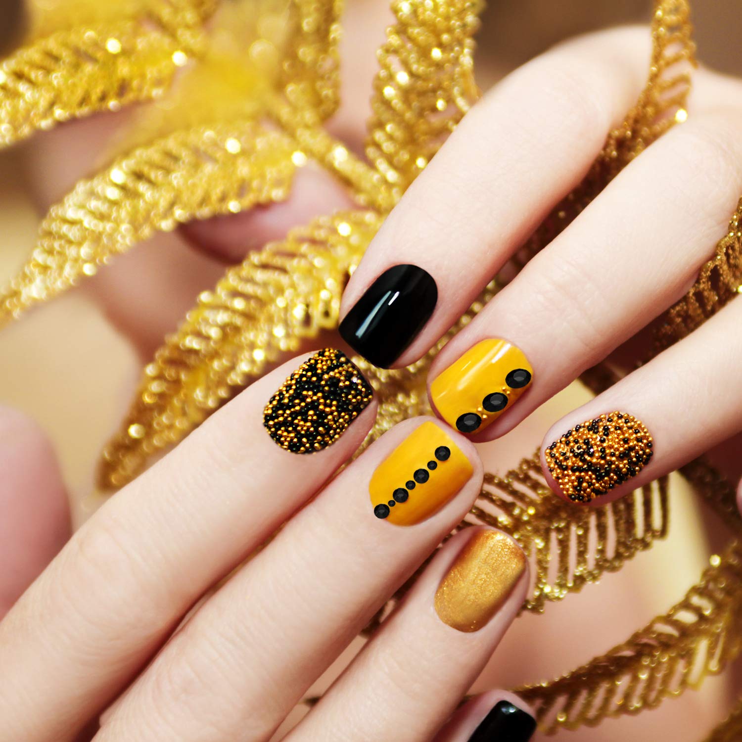 8030 Pieces Flatback Rhinestones Round Rhinestones Glass Gems Stones with 6 Mixed Sizes for Nail Art Phone Decorations Crafts DIY (Black) : Beauty & Personal Care